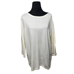 Chico’s Touch of Cashmere Glenda Sweater Top Size 3 XL Ecru Beige Quiet Luxury